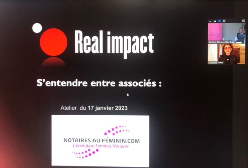 Affiche du webinaire Real Impact, "Bien s'entendre entre associés"
